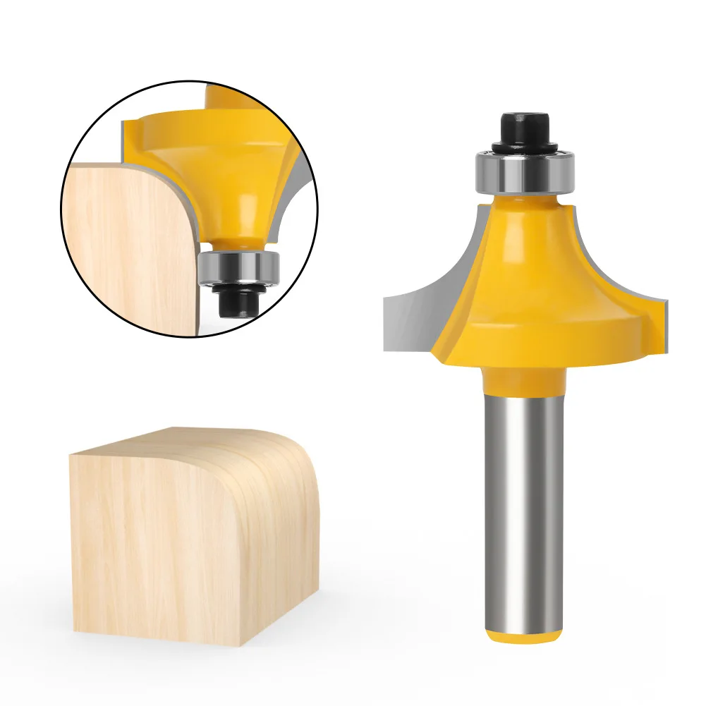 1PC 8MM Shank Milling Cutter Wood Carving Corner Round Over Router Bit with Bearing Milling Cutter Woodwork Tungsten Carbide