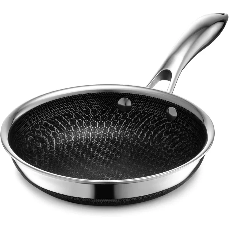 HexClad Hybrid Nonstick Frying Pan,12-In,Stay-Cool Handle,Dishwasher and Oven Safe, Induction Ready,Compatible with All Cooktops