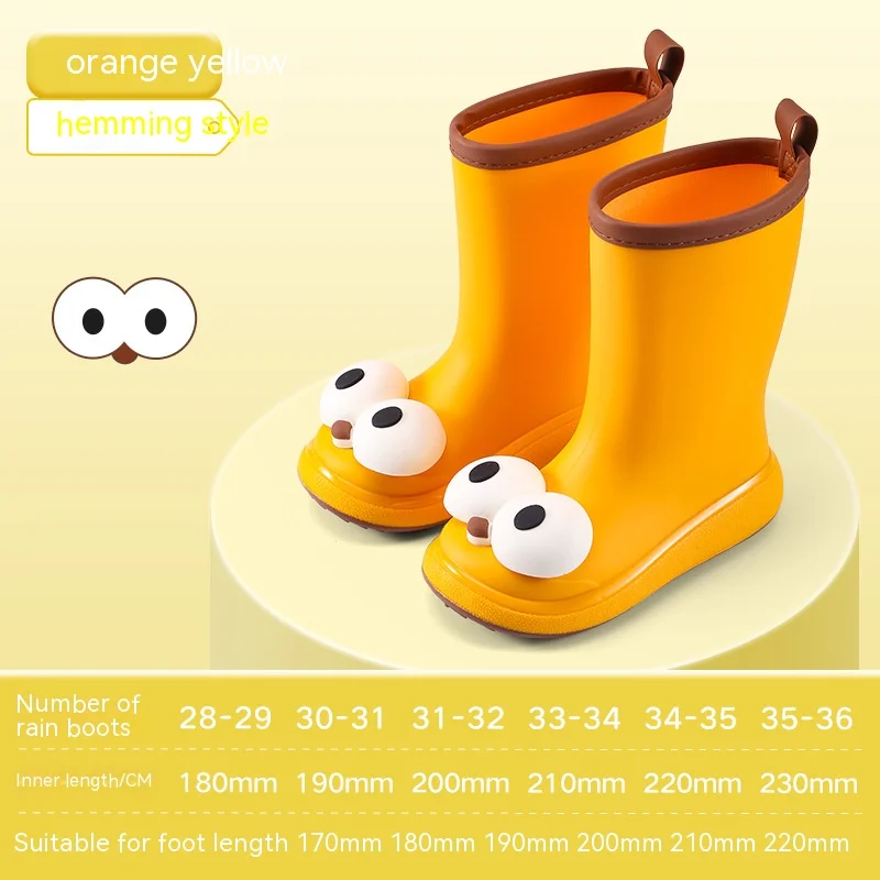 

Big Eye Child Rain Boots Girls Boys Elementary School Student Cute Non-slip Waterproof Warm Plus Cotton Fashion Medium Rain Boot