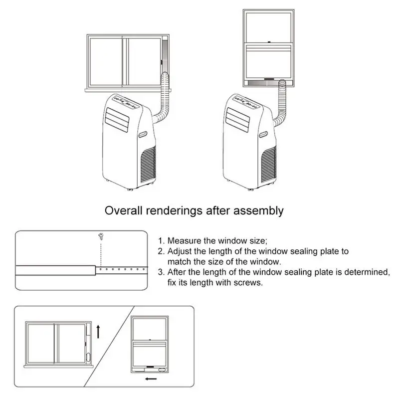 Portable Air Conditioner Window Kit Adjustable Air Conditioner Vent Window Kit Slide Plate Universal Duct Extension Pipe Seal