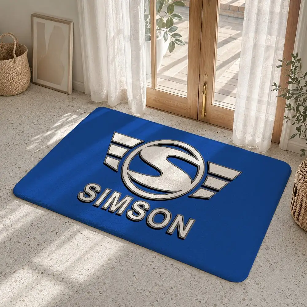 S-Simson Logo Floor Mat Flannel Rug Non Slip Absorbent Soft Washable For Entryway Hallway Bathroom Kitchen Decor