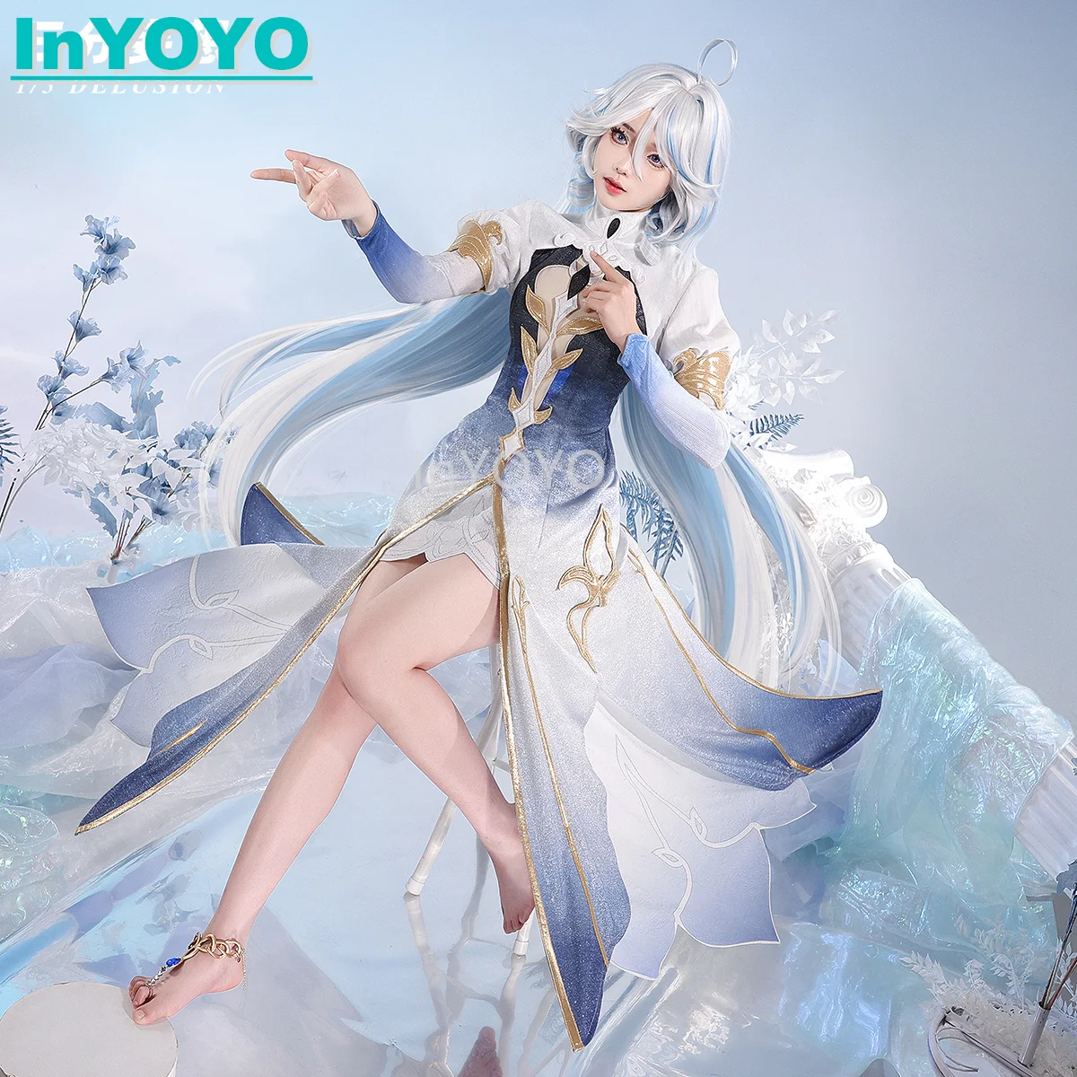 

InYOYO Focalors Cosplay Costume Genshin Impact God Installed Game Suit Gorgeous Dress Uniform Halloween Party Outfit Women