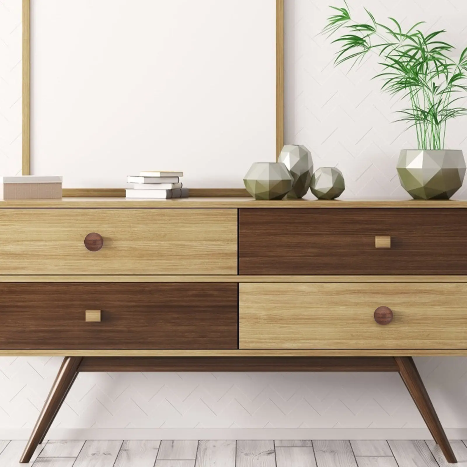 2Pcs Round Wood Mushroom Cabinet Knobs Drawer Pull Handles Farmhouse Furniture Handles for Bedroom Kitchen Living Room