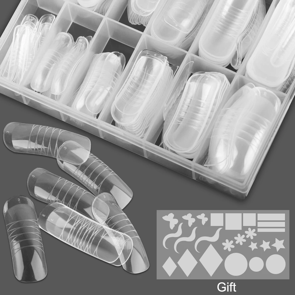 

Extension False Nail Tips Acrylic Fake Finger UV Gel Polish Quick Building Mold Sculpted Full Cover Nail Tips Manicures Tool Box