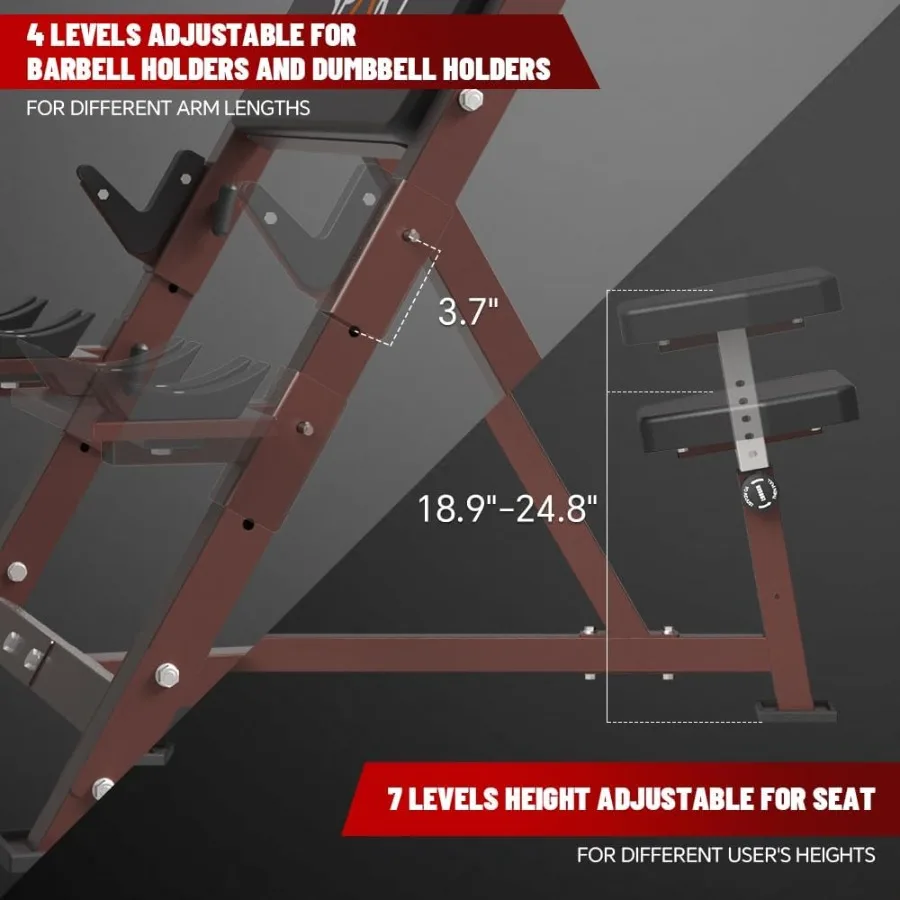 مقعد تجعيد الواعظ مع شريط تجعيد EZ ومجموعة أطباق وزن 90 رطل، ذراع جالس معزول، دمبل الحديد، محطة العضلة ذات الرأسين، حليقة ذات الرأسين #4