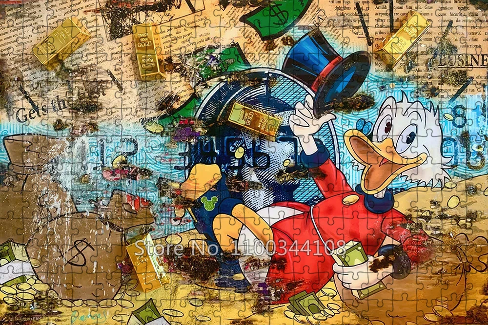 300/500/1000 Pieces Jigsaw Puzzles Disney Donald Duck Puzzle of Wooden Children's Intellectual Toys Adult Handmade Collections