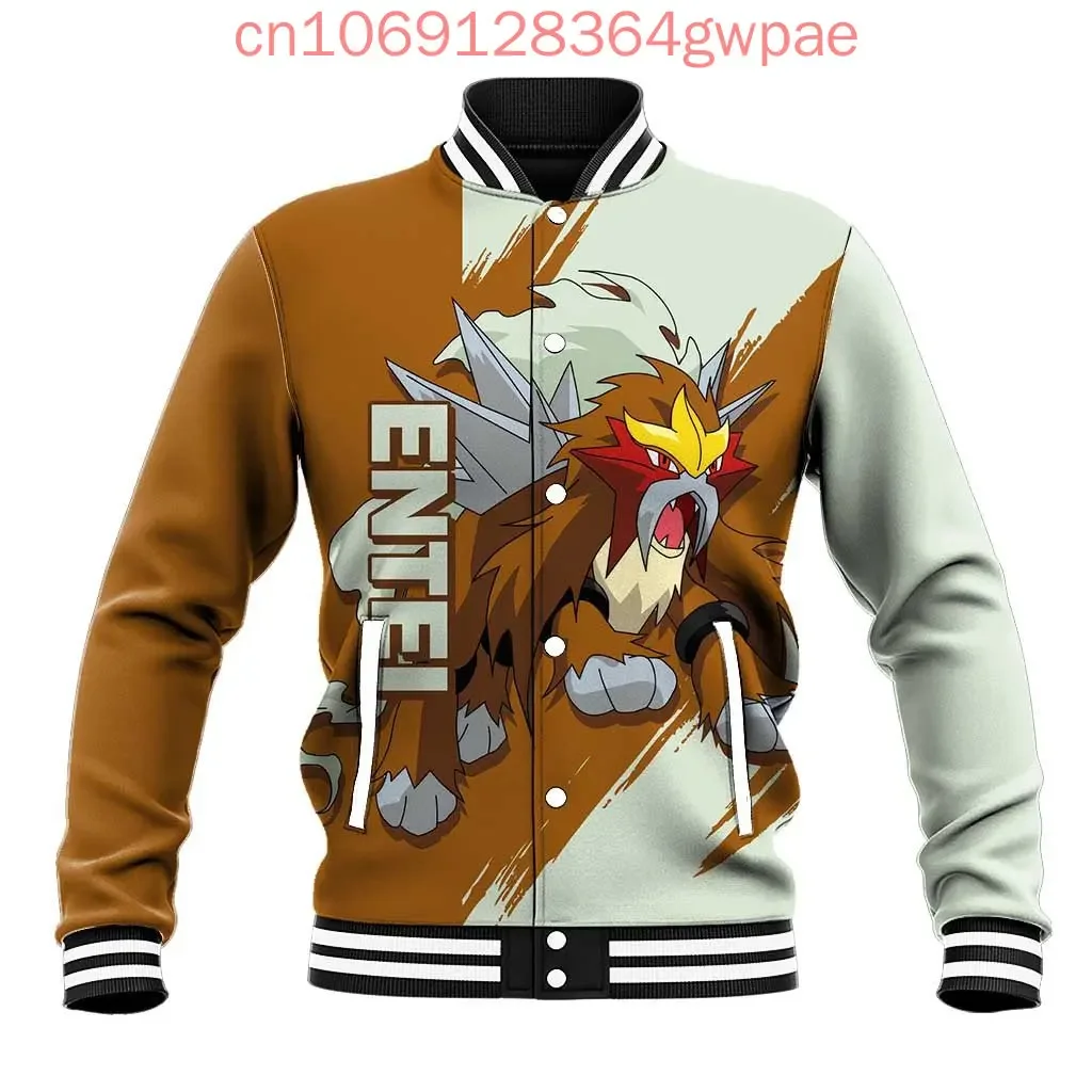 

2025 New Pokemon Entei Baseball Jackets 3D Printed Street Fashion Y2K Men's and Women's Children's Jackets