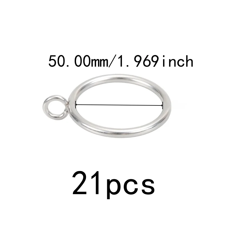 21 pcs 50mm Metal Window Curtain Rings for Bathroom Shower Panel, Easy Install Simple Hang, Smooth Sliding On Rod, Silver