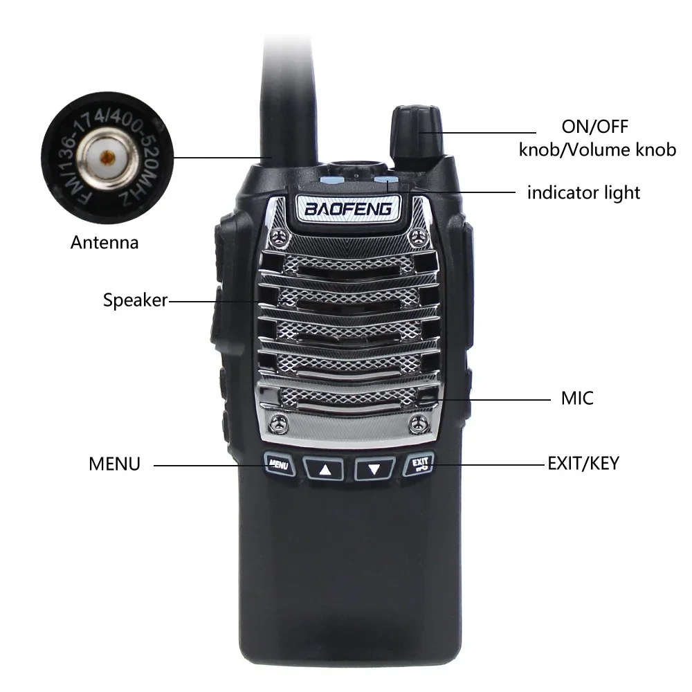 BAOFENG UV-8D 8W 400-480MHz UHF Band 16 Channel Dual Channel Standby FM Portable CB Ham Two-Way Radio Band