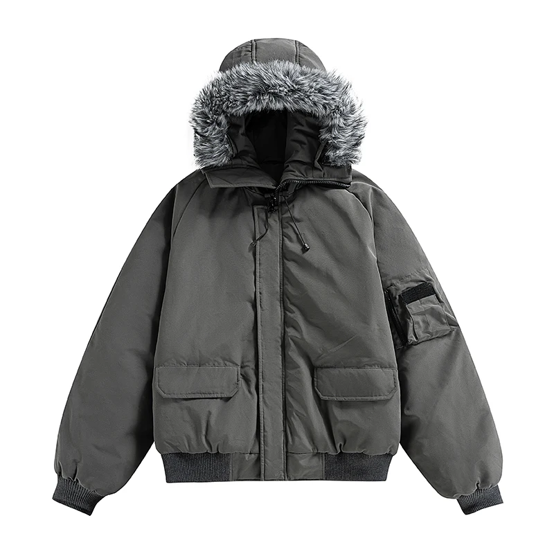 

Winter Outdoor Men's Women's down Jaet Large Goose Feather Collar Warm Windproof Fce Lined Zipper Closure Casual Sle