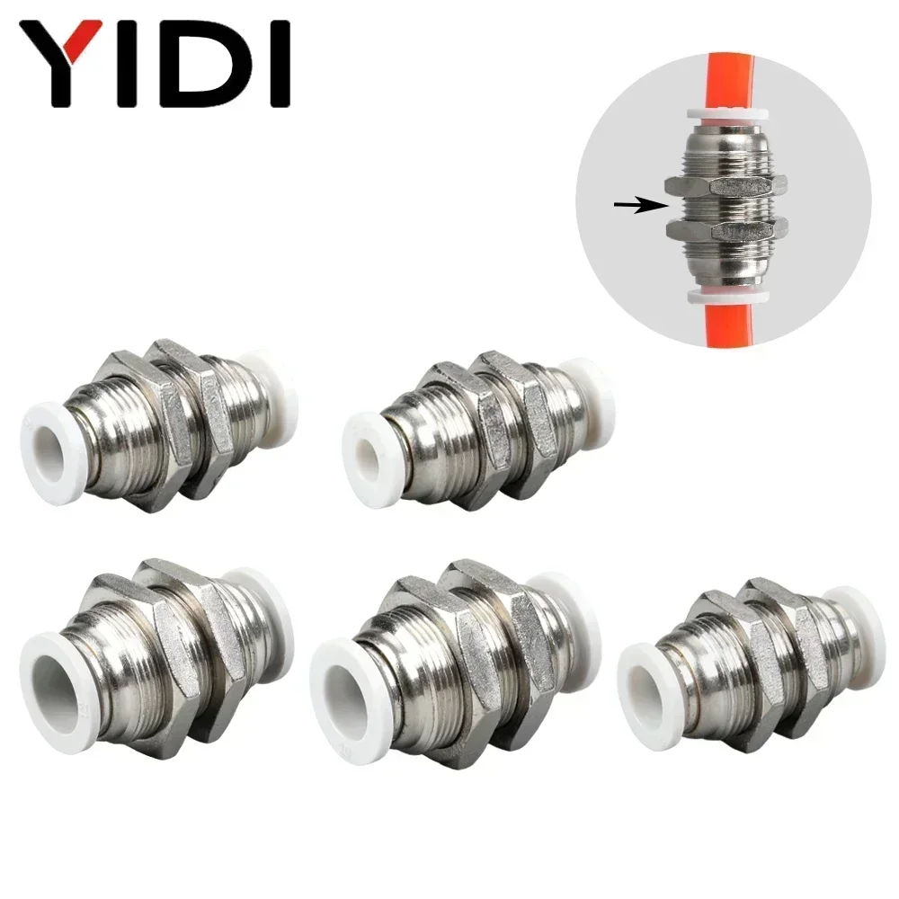 5/10/20pcs PM Pneumatic compressor Air Hose Quick Connector Kit Tube Pipe Straight Bulkhead Fitting Tubing Adapter 4 6 8 12 8mm