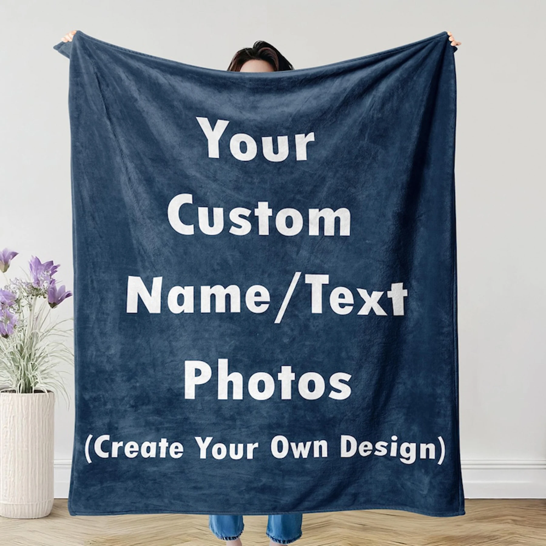 Personalized Custom Gift Blanket, Custom Picture and Text Keepsake for Family Friends Pets, Gifts for Daddy, Father's Day Gift