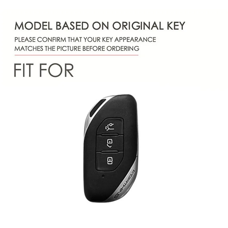 Genuine Leather Car Key Cover for Dongfeng Forthing T5 EVO 3 Button Handmade Crazy Horse Leather Key Case with Vintage Ring