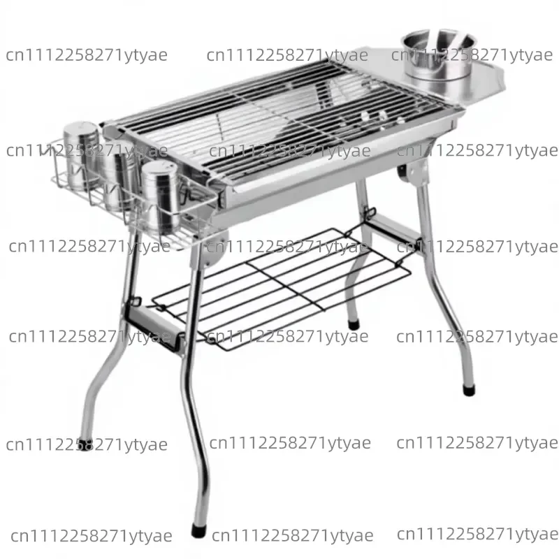 Foldable Stainless Steel Charcoal Grill, Portable Outdoor Grill with Side Rack, Perfect for Camping Backyard Parties