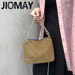 JIOMAY Fashion Evening Bag 2024 Luxury Bags Glamorous Rhinestone Purse Portable Purses for Women Shoulder Hand Bags Gold Purse