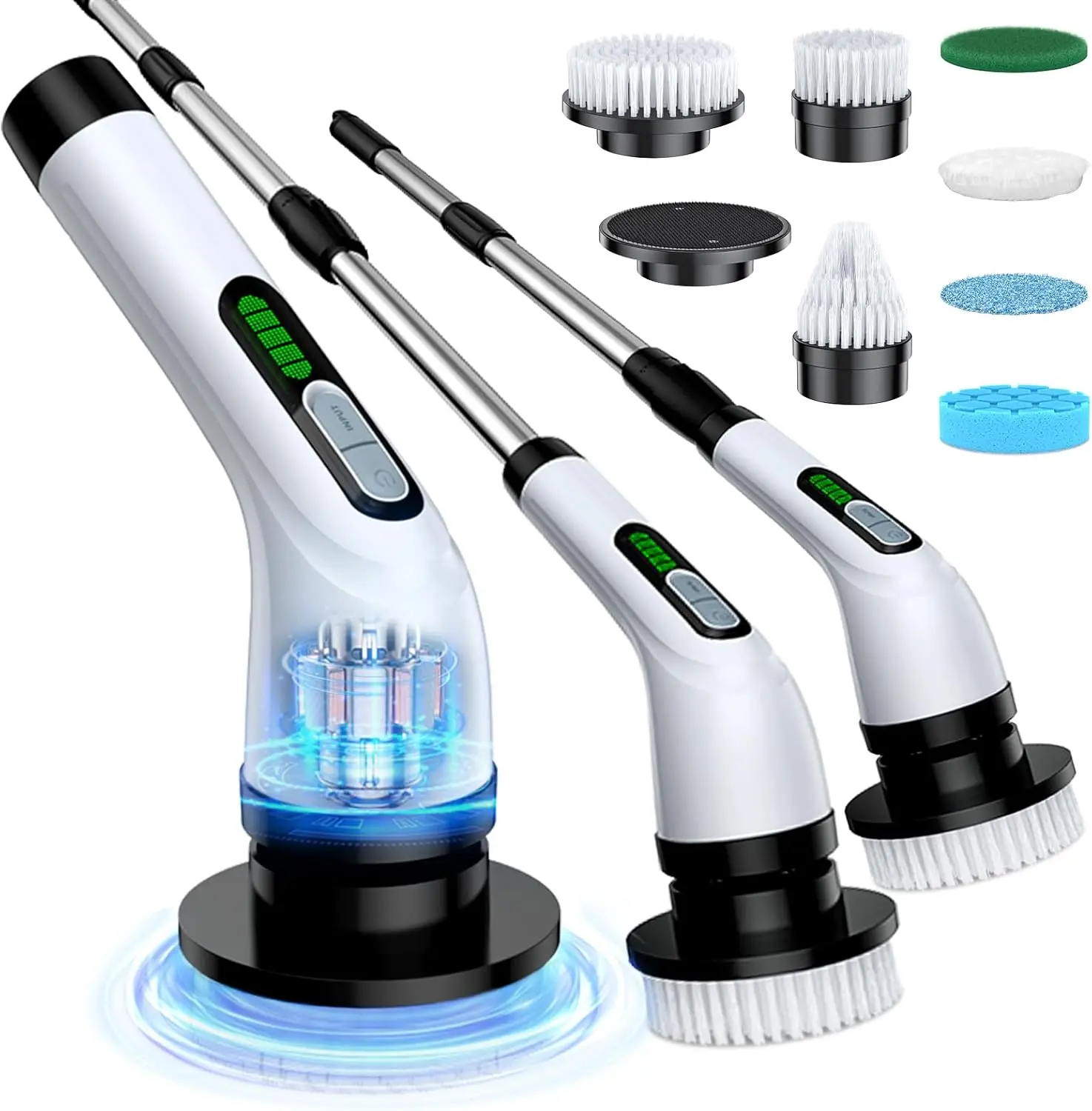 

Электрическая вращающаяся щетка для уборки, мощная 2-скоростная чистящая щетка, водонепроницаемость IPX7, 7 многоразовых насадок