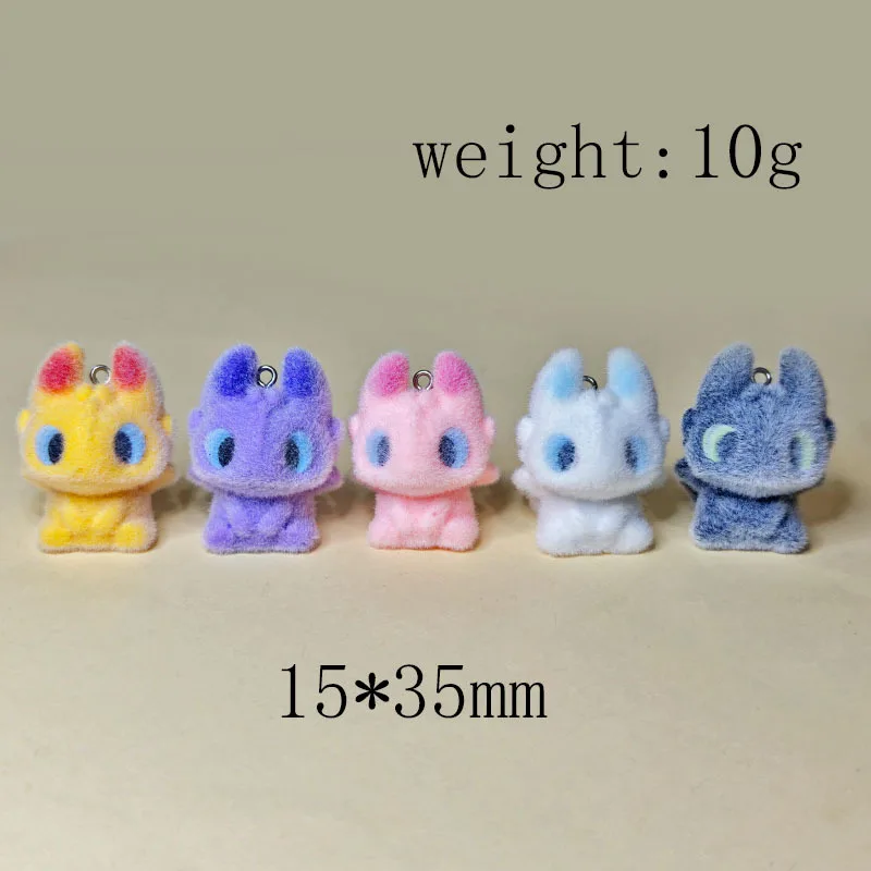 

20pcs 3D Flocking Resin Colourful Dinosaurs Cartoon Animal Charms For Keychain Necklace Earnings Making DIY Jewelry Accessories
