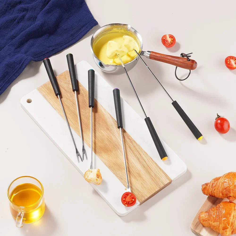 6/12 قطعة شوكولاتة شواء من الفولاذ المقاوم للصدأ مع مقبض مقاوم للحرارة لللحوم المشوية والشوكولاتة والحلوى والجبن والخمل #1