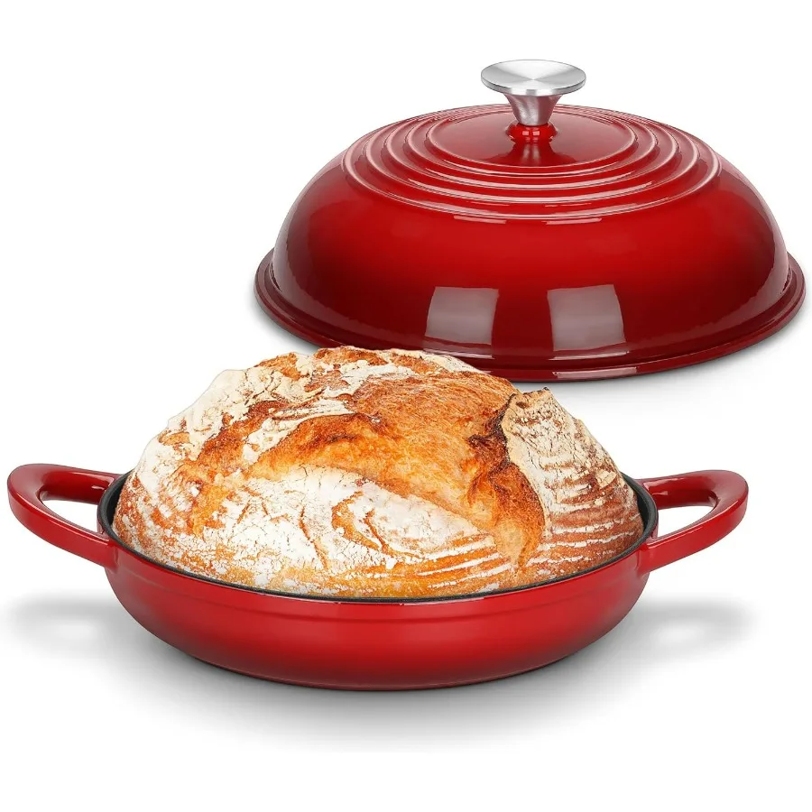 

Голландская печь для хлеба для выпечки на тыкве 5,5 QT Эмалированная чугунная голландская печь с крышкой Форма для хлеба на тыкве с сверхмощными Dua