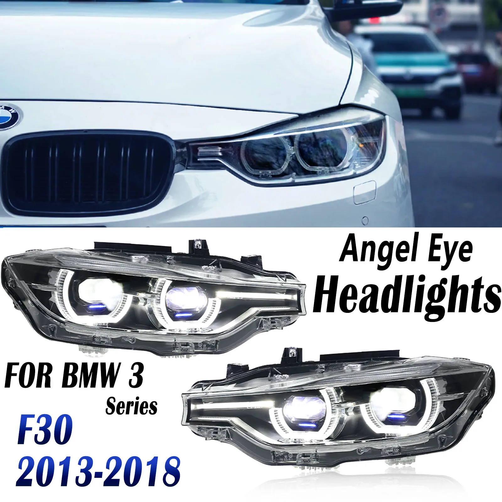 

Светодиодные фары в сборе для BMW 3 серии F30 2011-2018 Светодиодные фары Angel Plug and Play с полным светодиодным обновлением налобных фонарей