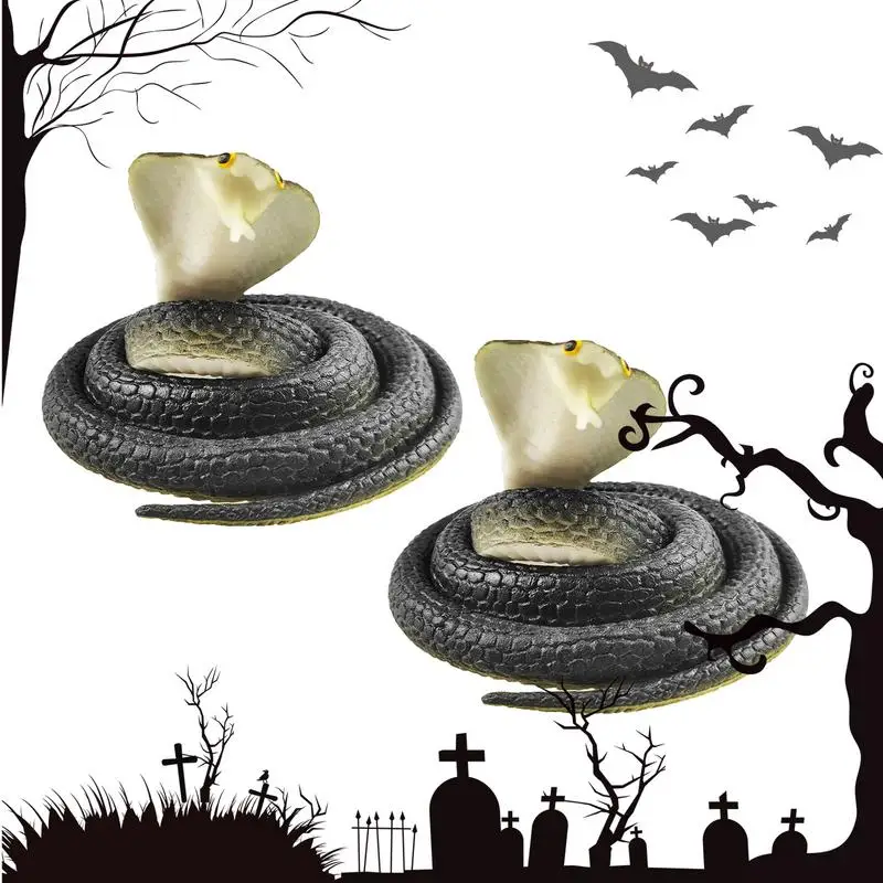 Simulation Snake Toy Prank Props Halloween Realistic Fake Snake Tricky Prank Toy 2pcs Fake Rubber Snakes Figures party supplies