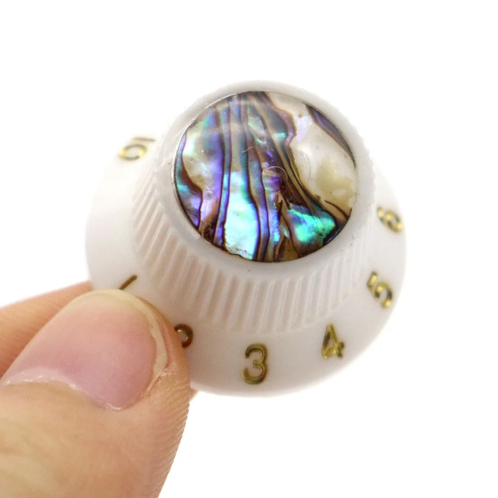 4 Stück Gitarrenknöpfe Abalone-Hutknöpfe Kunststoff-Lautstärke-Ton-Geschwindigkeitsregler für LP ST ES SG E-Gitarren-Teile – Detail 6