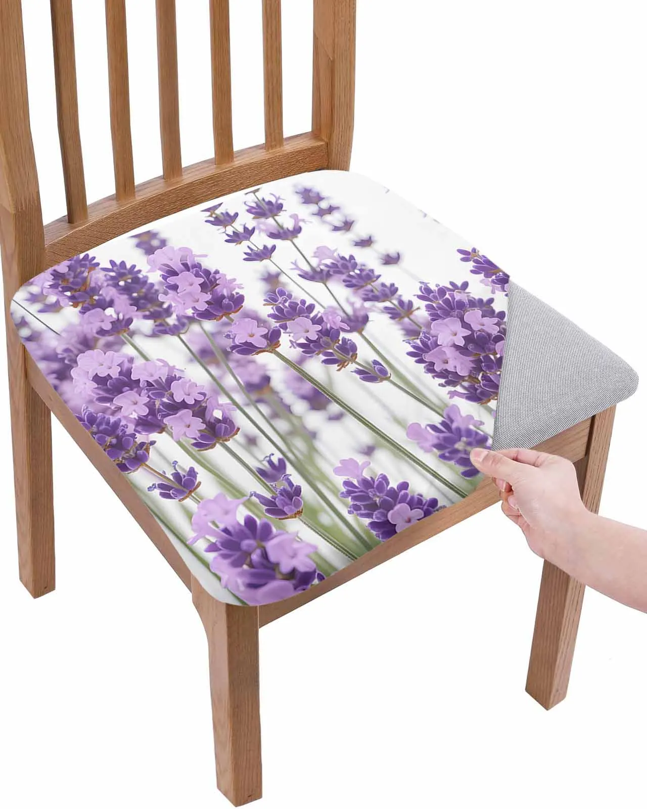 

Idyllic Lavender Purple Flower Elasticity Chair Cover Office Computer Seat Protector Case Home Kitchen Chair Slipcovers