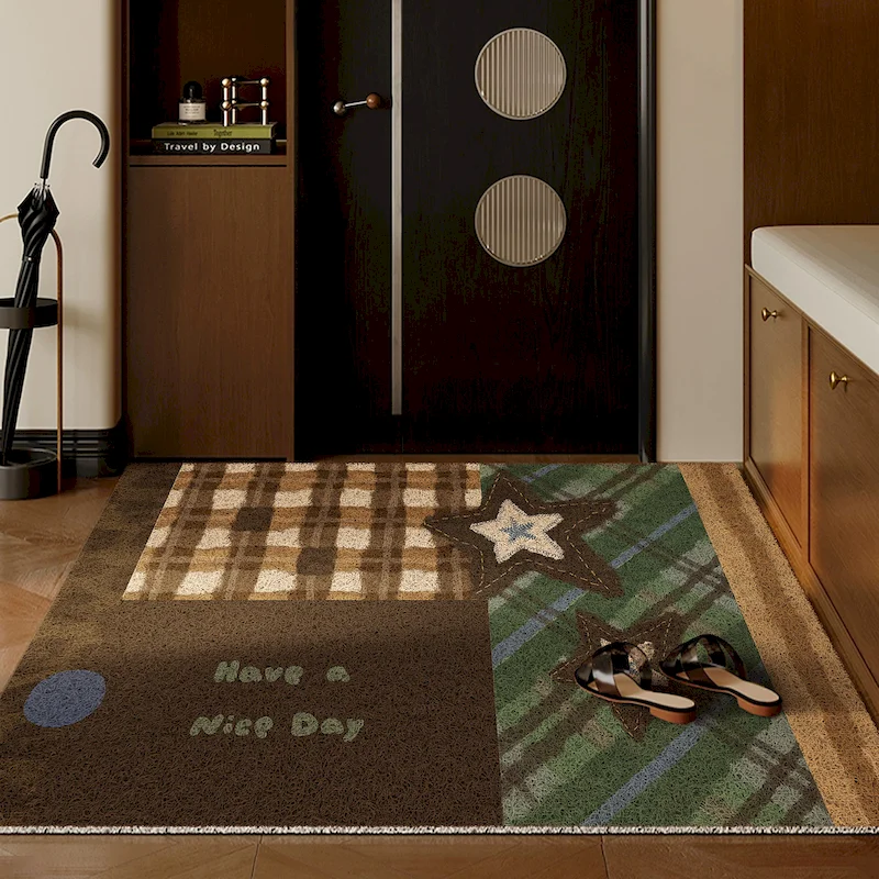 VIKAMA Leopard Print Geometric Splicing Carpet Abstract Linear Geometric Anti Slip Soft Floor Mat Entrance Home Decoration
