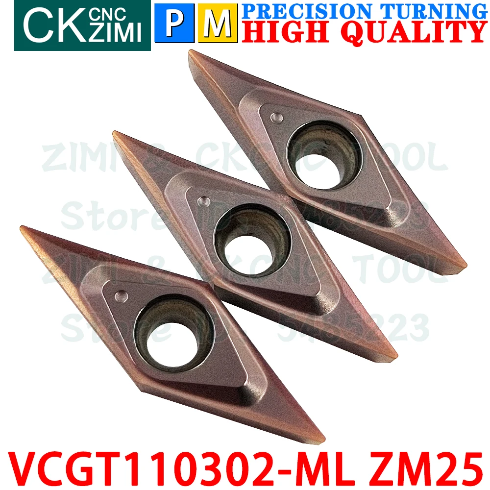 VCGT110302-ML ZM25 VCGT 110302 Carbide Inserts Finishing External Turning Inserts Tools CNC Mechanical Metal Lathe Cutting Tools