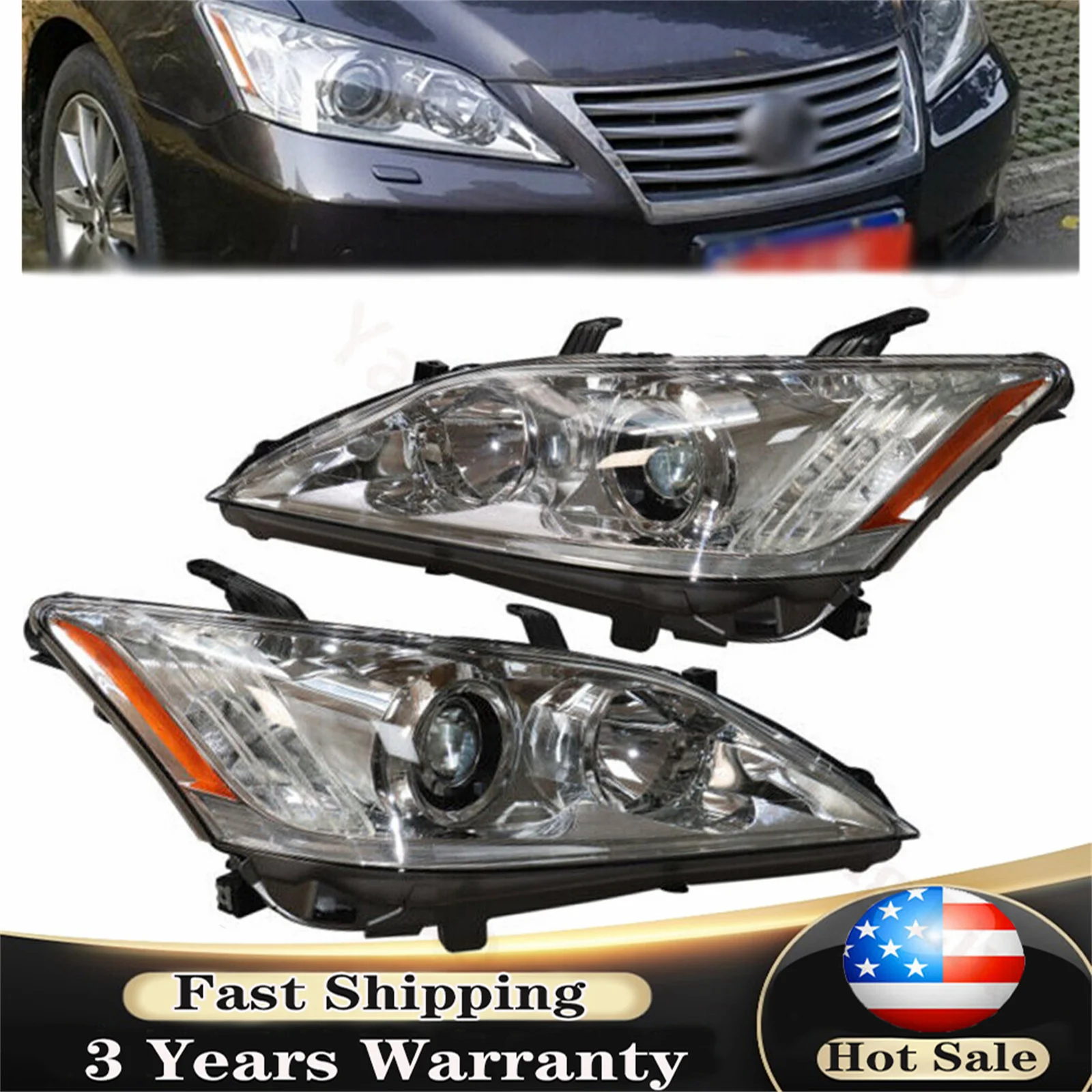 Pair Chrome For 2010 2011 2012 Lexus ES350 HID Xenon Headlights Headlamps Driver or  Passenger Side LX2502149 /8118533750