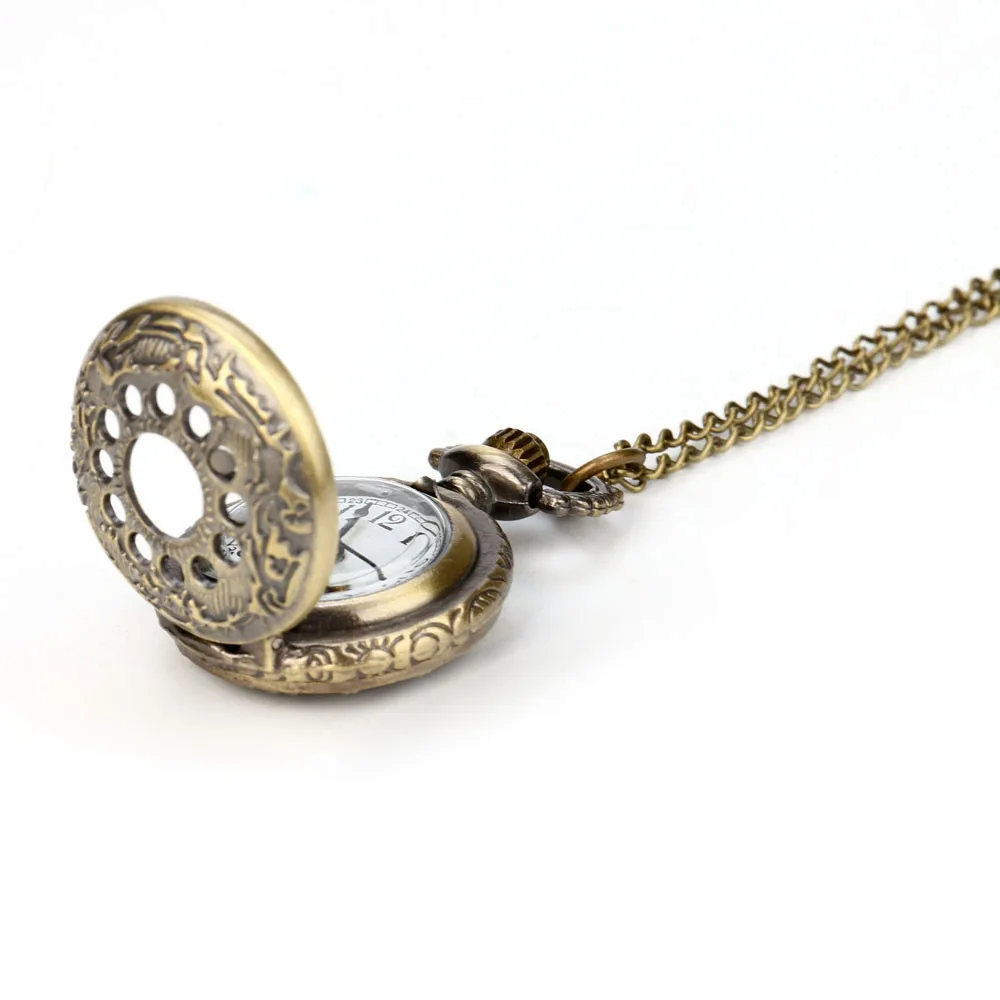 عجلة للرجال جيب خمر البرونزية الرجعية الكوارتز تصميم هدية ووتش قلادة قلادة ساعة رجالية Prw6600y #3