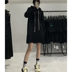 High Street Oversized Rick Men'S Hoodies Y2k Women Clothes Streetwea Owens Sweatshirts Black Solid Color Casual RO Hooded Shirts