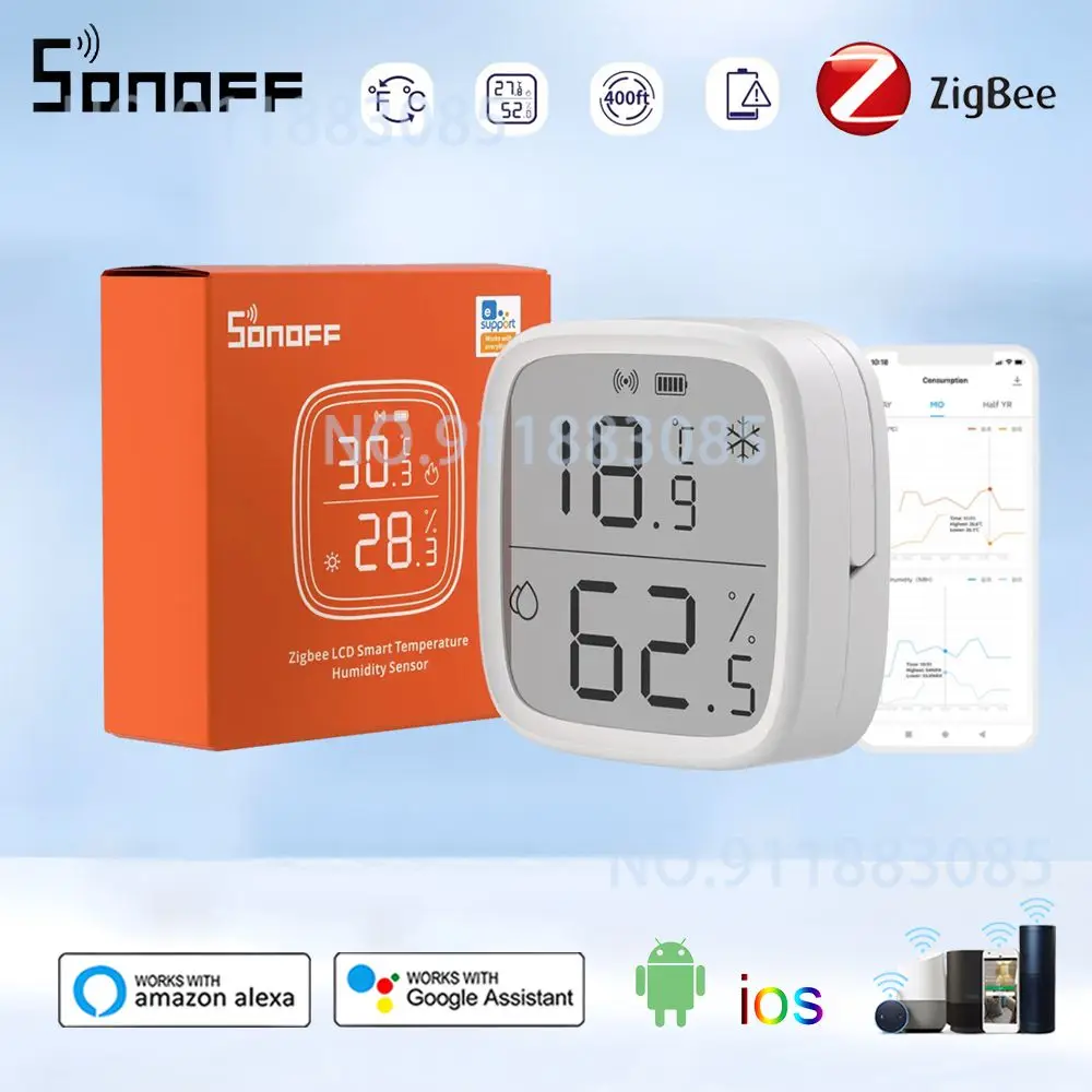 SONOFF Zigbee Smart Temperature Humidity Meter LCD Digital Thermometer Hygrometer Sensor Real-time Monitoring Via Alexa Google