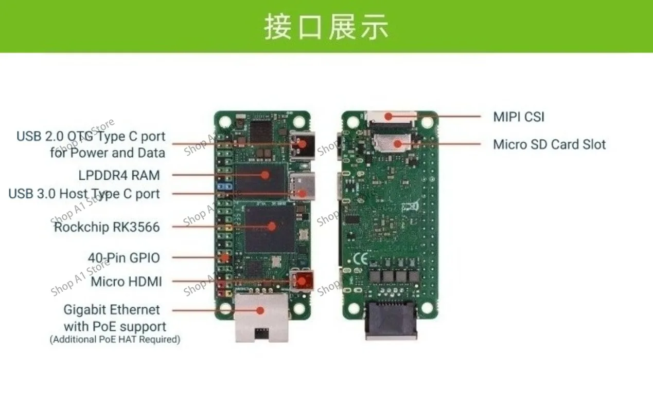 Mini main board ZERO 3E RK3566 quad-core CPU single board computer, support GPU
