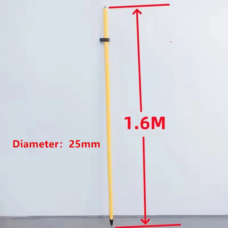 GPS RTK GNSS Pole Rod 1.6M Yellow Antenna Pole Rod Aluminum Surveying Bracket Extension Pole 5/8 x 11 Thread Both Ends