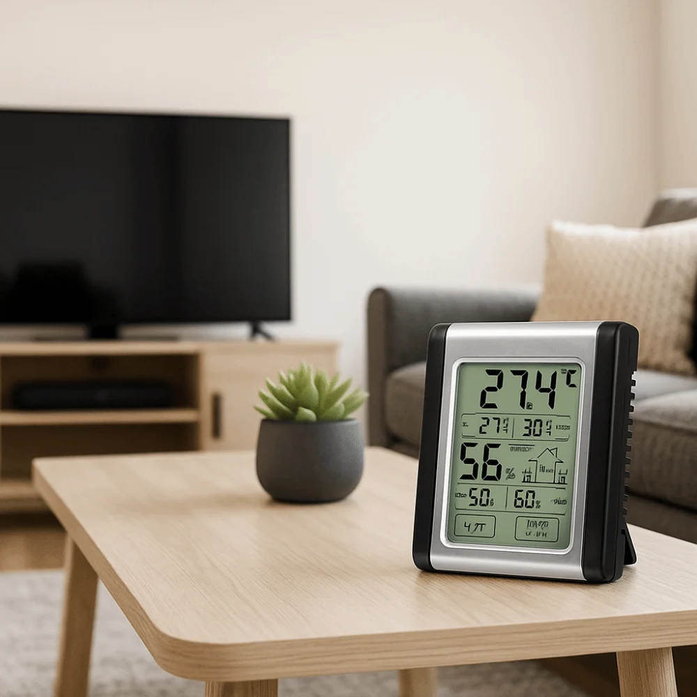 Misuratore di temperatura ad alta precisione Materiale ABS Touch Screen Termometro digitale Igrometro con display digitale a parete