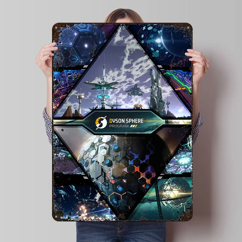 Dyson Sphere Program Game Collage Metal Poster Customized Wall Art Retro Vintage Tinplate Signs for Decor Room Decoration Cozy