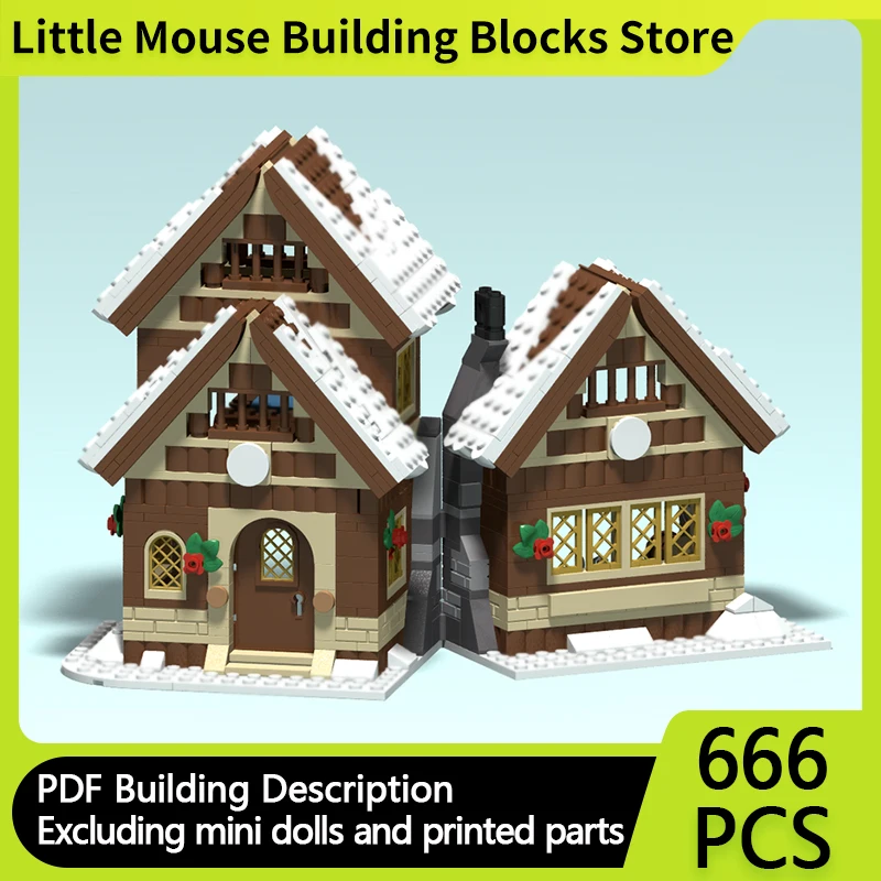 Cidade rua vista modelo moc tijolos de construção inverno aldeia casa tecnologia modular presentes feriado montar crianças brinquedos terno