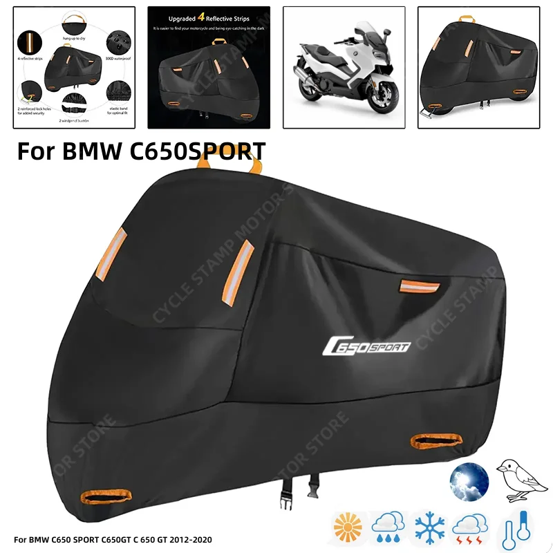 

Waterproof Motorcycle Cover For BMW C650 SPORT C650GT C 650 GT 2012-2020 Outdoor Protection Against Rain Dust Debris Weather