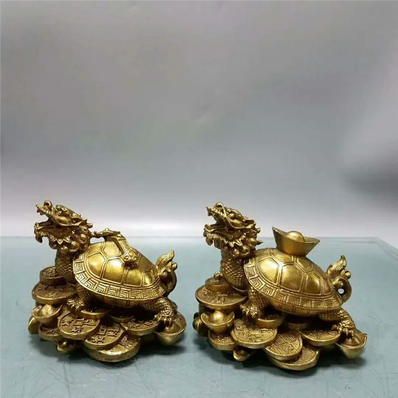 

Wholesale Copper Dragon Turtle Ornaments Brass Ruyi Dragon Turtle Ingot Dragon Turtle Office Home Crafts One Piece Dropshipping