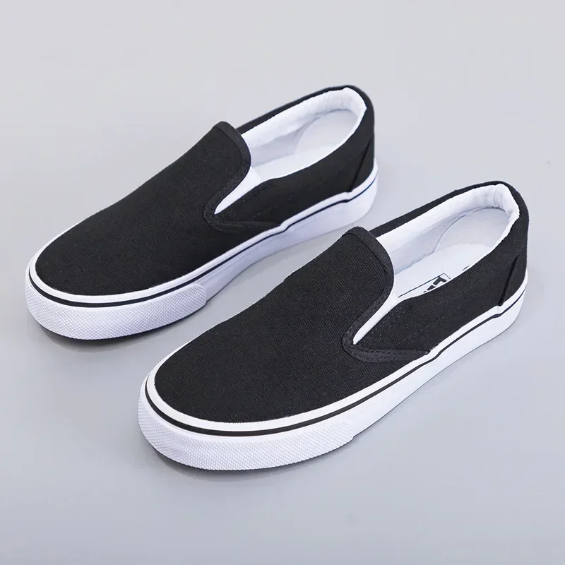Solid Color Canvas Slip-on Shoes Anti Slip Outdoor Soft Soled Thick Bottom Flat Shoes Fashion Round Toe Comfortable Breathable