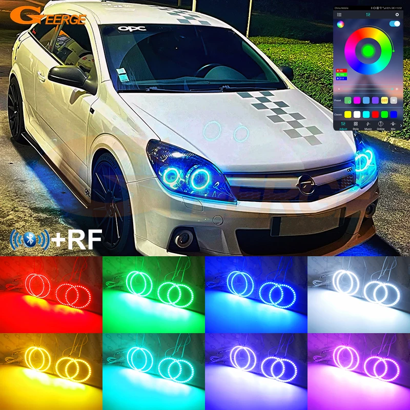 For Chevrolet Holden Vauxhall Opel Astra H 2004 - 2010 Bluetooth APP Ultra Bright Multi Color RGB LED Angel Eyes Kit Halo Rings