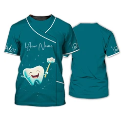 Dental 3D Printing T Shirt Man Summer O-Neck Short Sleeve Oversized Top Casual Tee Loose Streetwear Harajaku