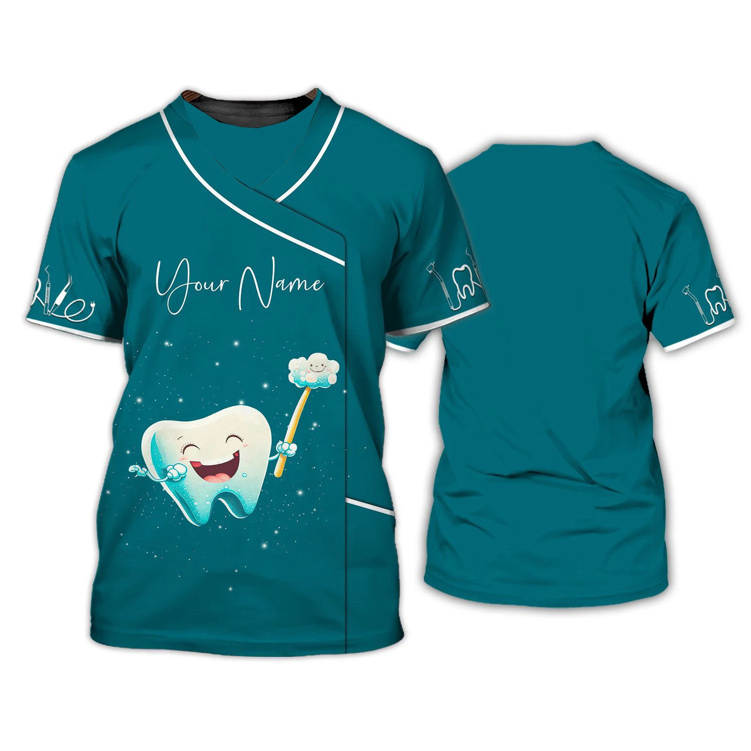 Dental 3D Printing T Shirt Man Summer O-Neck Short Sleeve Oversized Top Casual Tee Loose Streetwear Harajaku