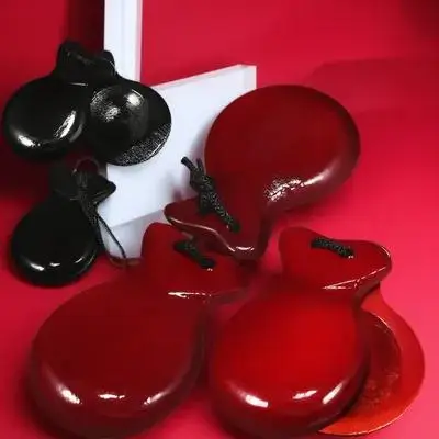 

2Pairs Wooden Castanets Spanish Finger Castanets Sturdy Handheld Percussion Instruments for Music Education Adults Instruments,