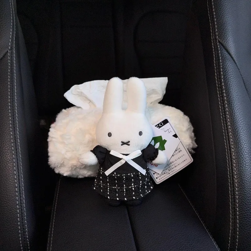 Kawaii Miffy 2026 New Car Tissue Box Cute Doll High‑grade Car Armrest Tissue Holder for Vehicle Interior