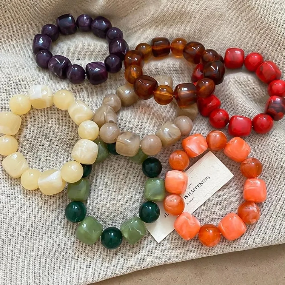 Fashion Acrylic Beaded Bracelet Irregular European and American Geometric Bracelet Square Round Women Wristband Hand Accessories
