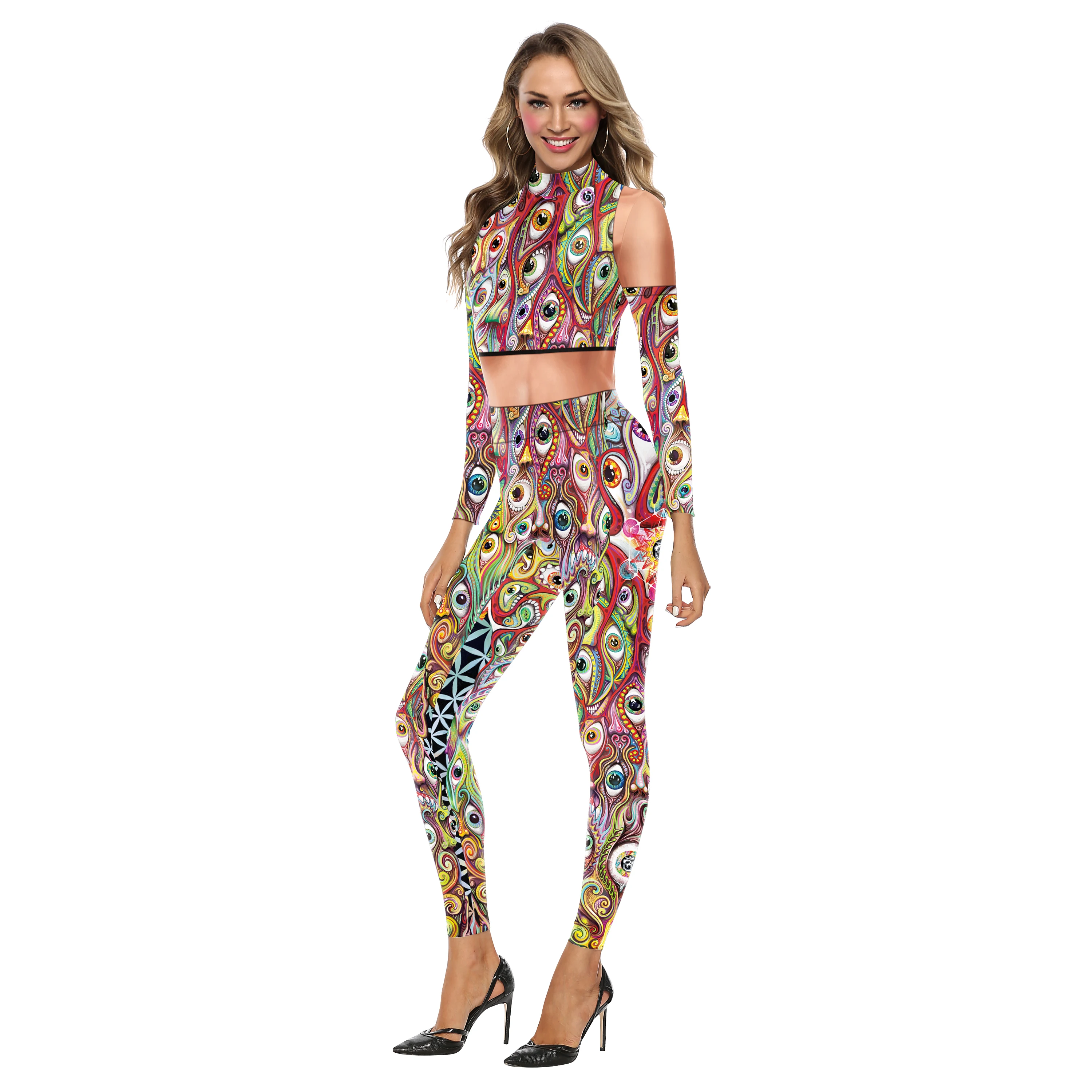 Mono con patrones de ojos para mujer, traje de LICRA con estampado 3D, ideal para Halloween, Carnaval, Festival, Zentai