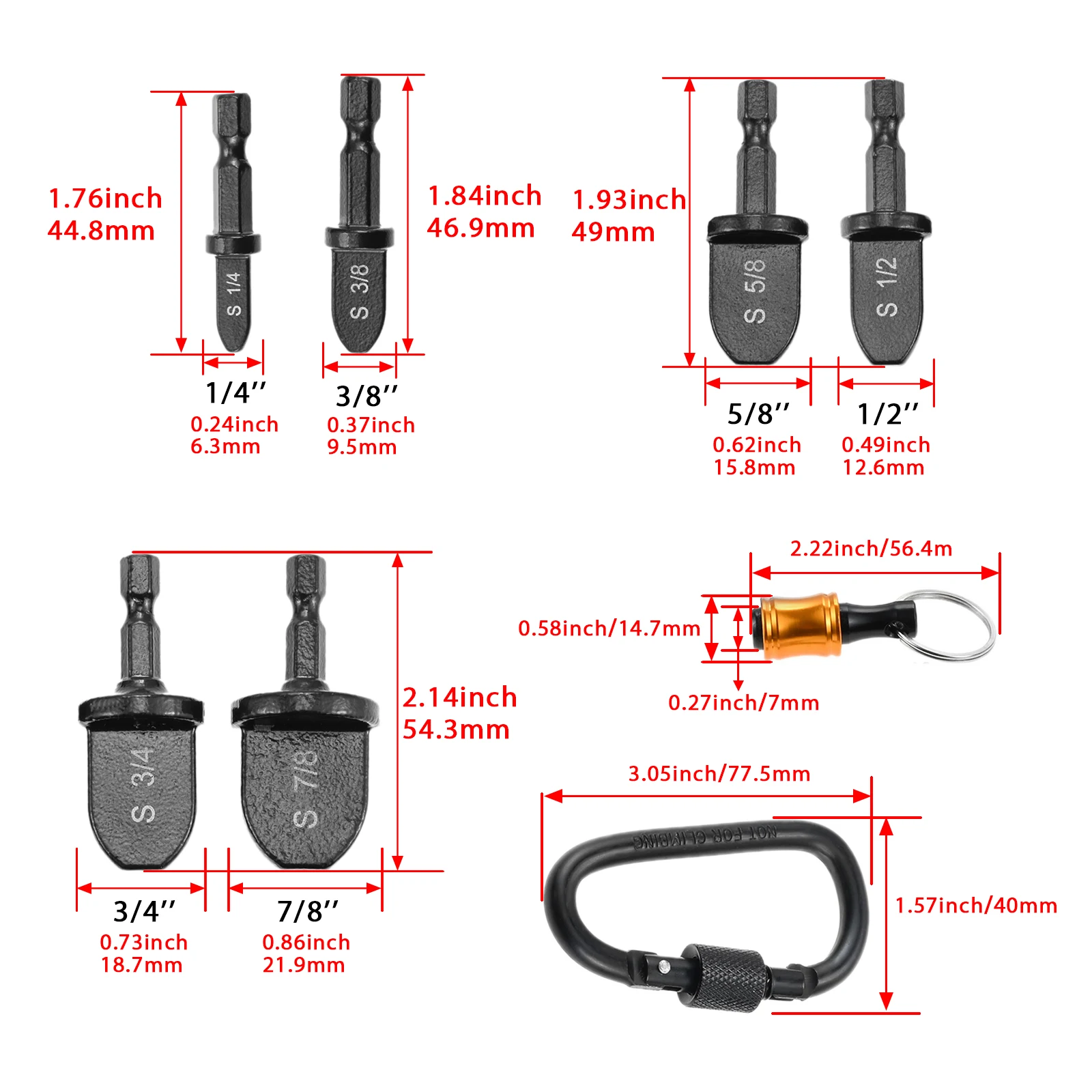 Air Conditioner Flaring เครื่องมือเจาะเจาะท่อทองแดง Expender พร้อมพวงกุญแจ Carabiner HVAC Swaging เครื่องมือ 1/4 3/8 1/2 5/8 3/4 7/8