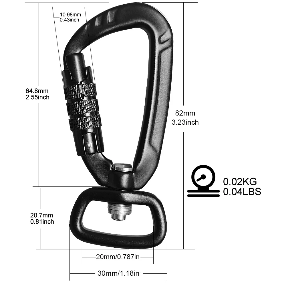 4Pcs 4KN Heavy Duty Swivel Auto Self Lock Carabiner Hook Dog Leash Clip Snap 7075 Aviation Aluminum Swivel Bolt Snap Hook Swivel